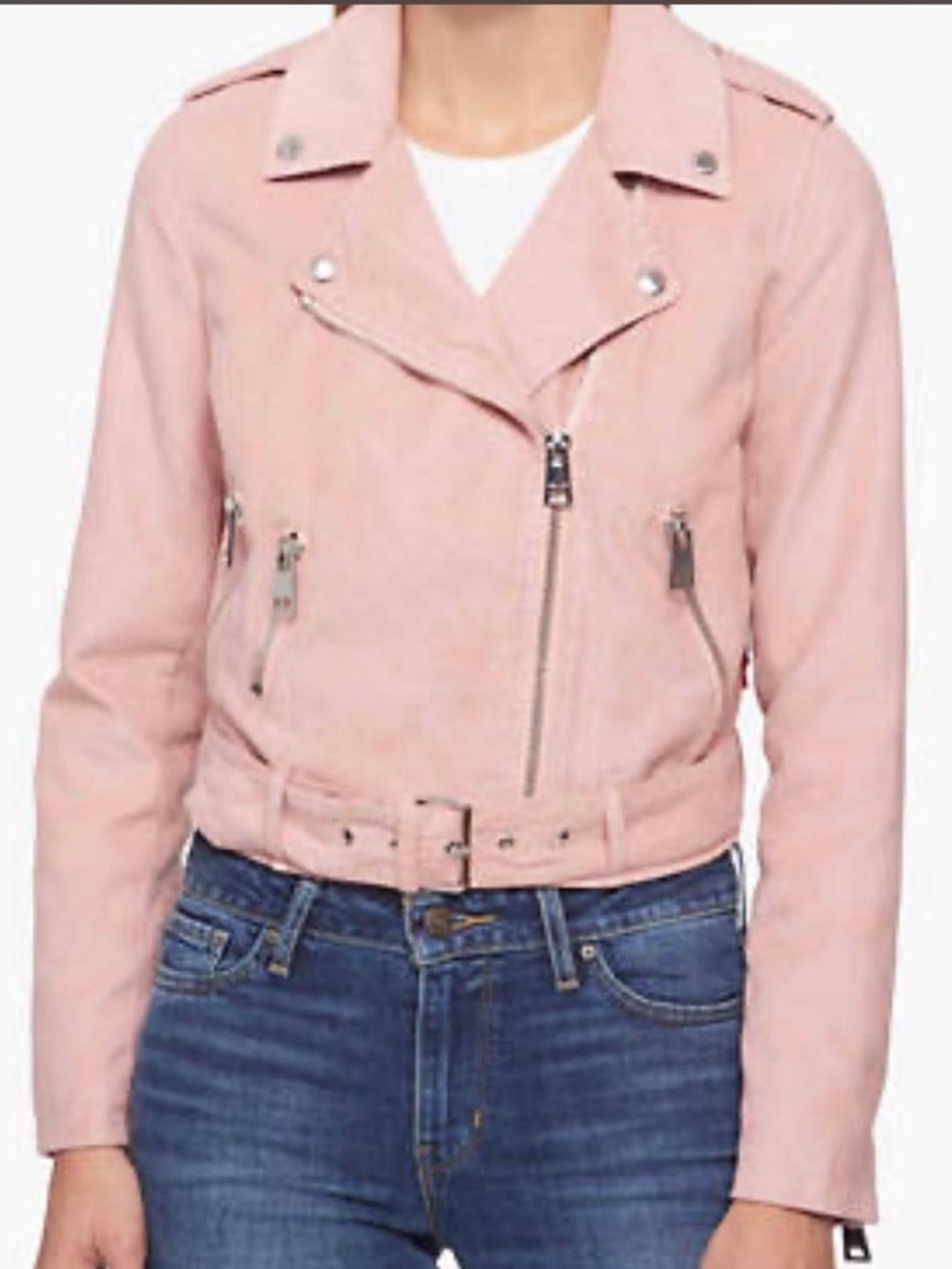 Levi's Large Pink Faux Suede Moto Jacket